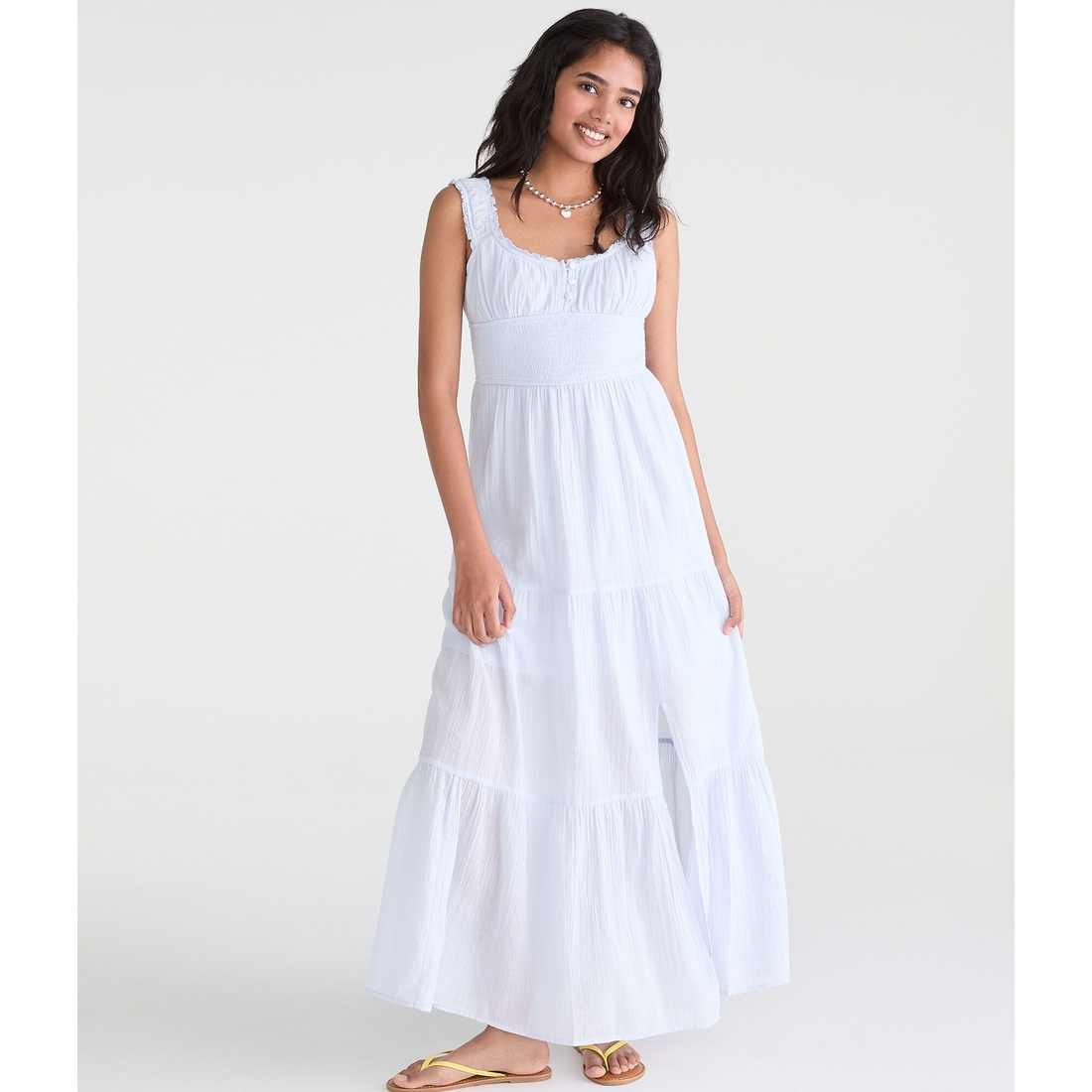 slim fit dress slacks Evie Smocked Tiered Dress main image 0