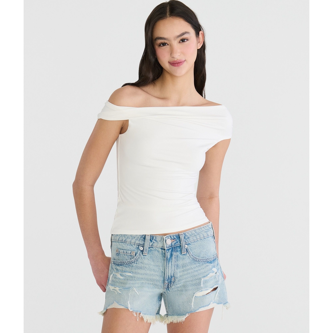 Aeropostale Solid Asymmetrical Top