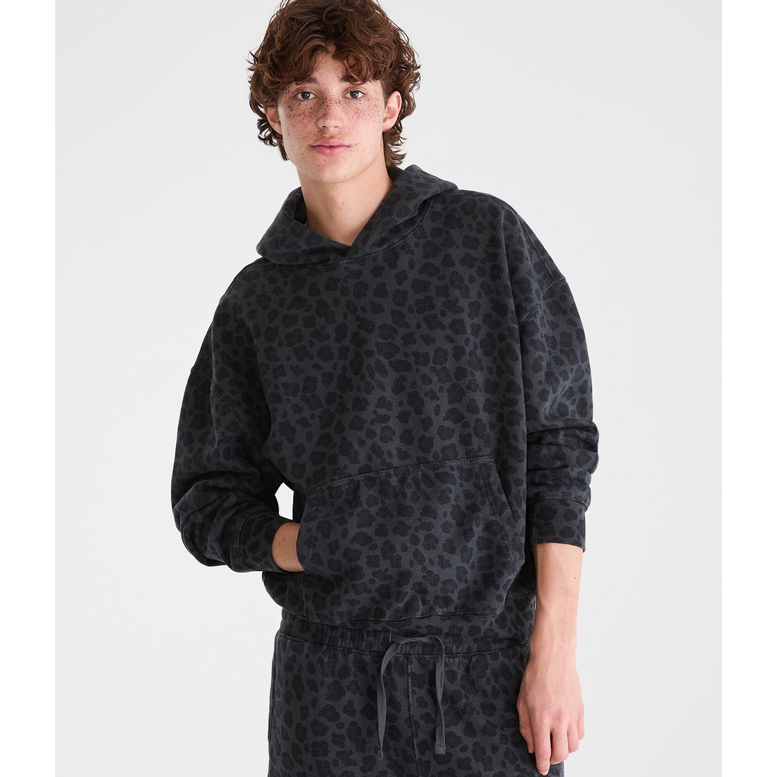 Aeropostale Cloud Soft Leopard Print Boxy Pullover Hoodie