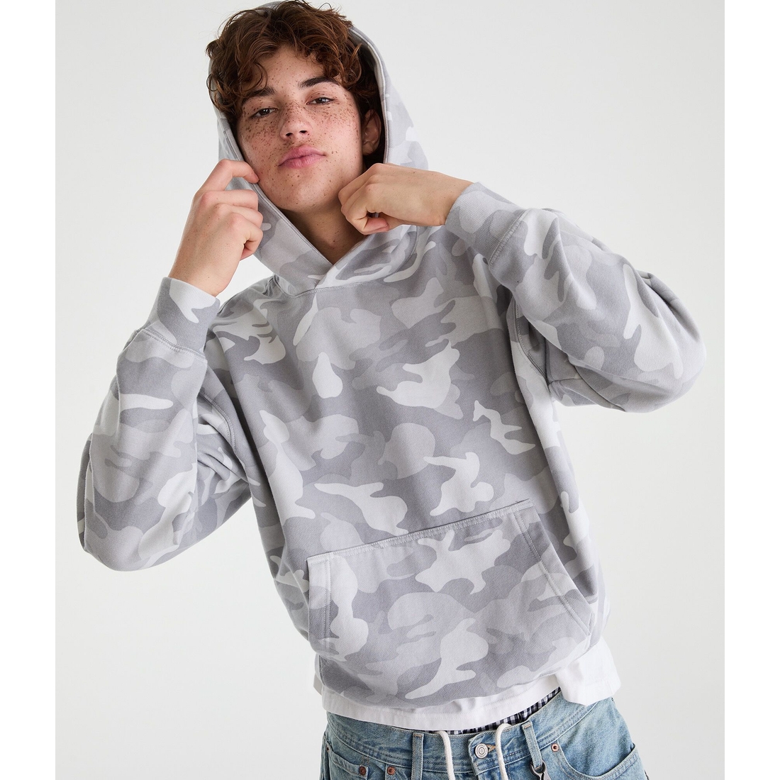 Aeropostale Cloud Soft Camo Boxy Pullover Hoodie