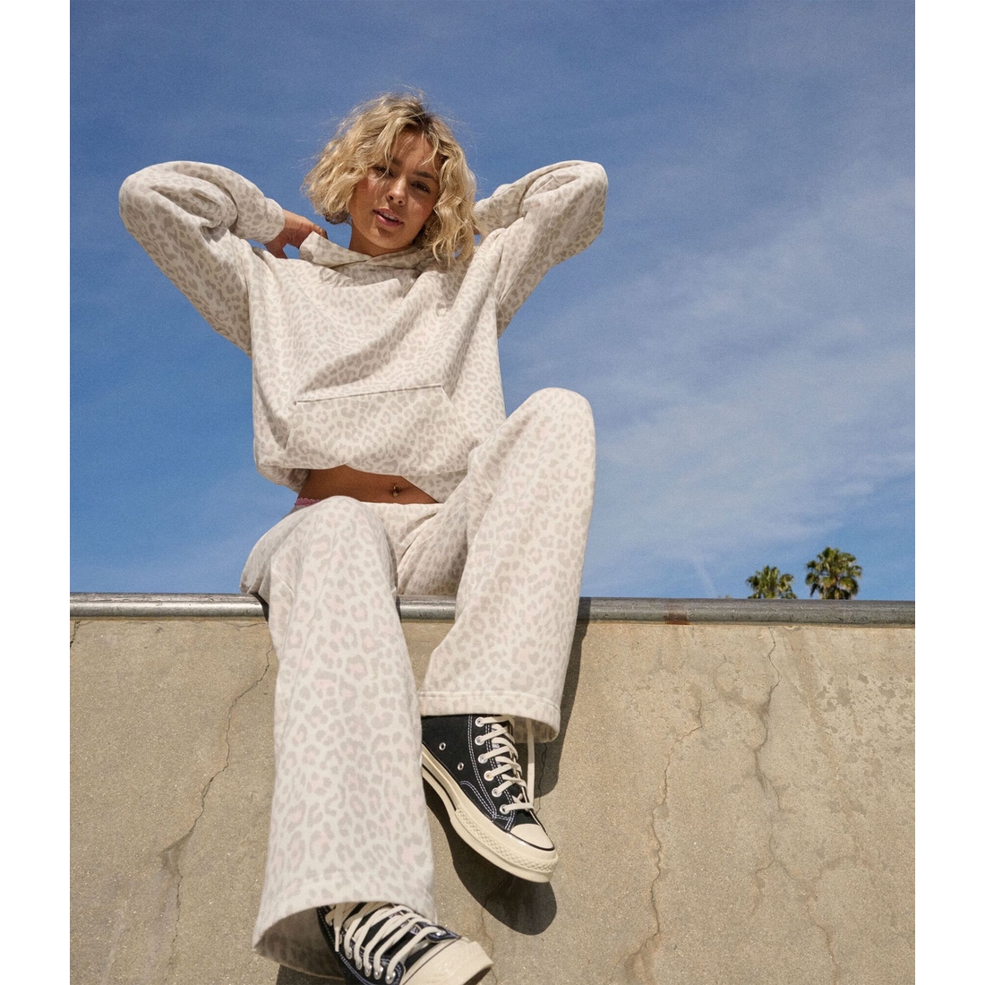 Aeropostale Cloud Soft Leopard Print Oversized Pullover Hoodie