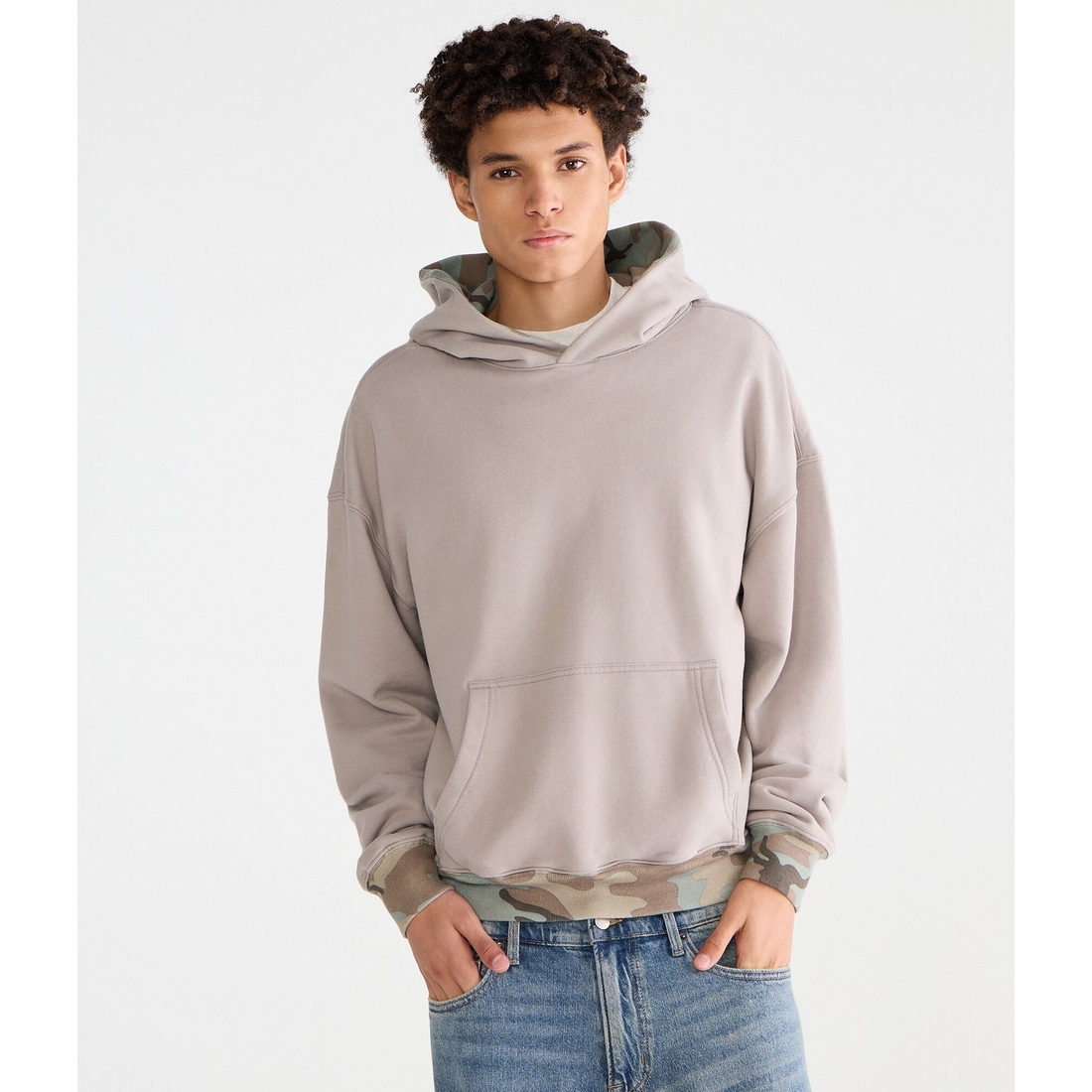 Aeropostale Cloud Soft Camo-Trim Pullover Hoodie