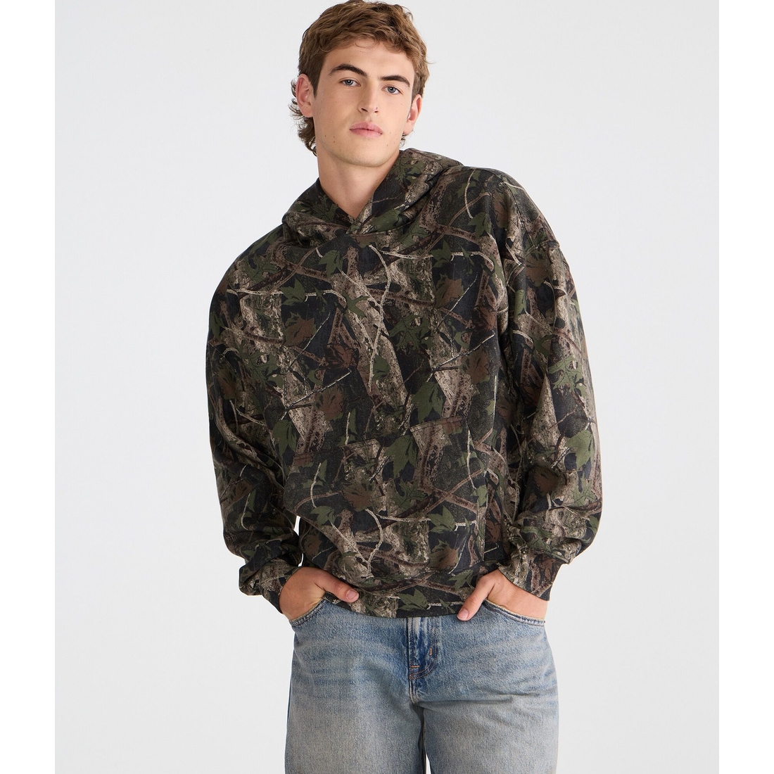 Aeropostale Cloud Soft Forest Camo Boxy Pullover Hoodie