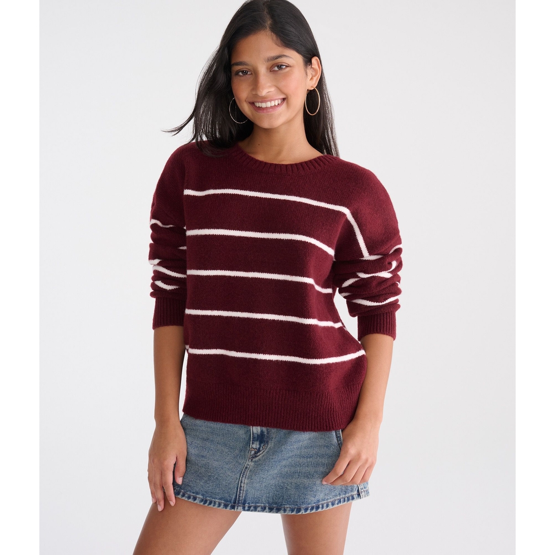 Aeropostale Small Stripe Crew Sweater