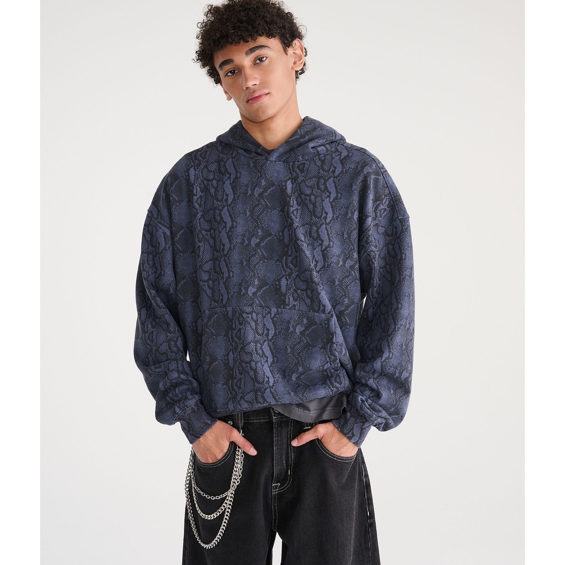 Aeropostale Cloud Soft Snake Print Boxy Pullover Hoodie