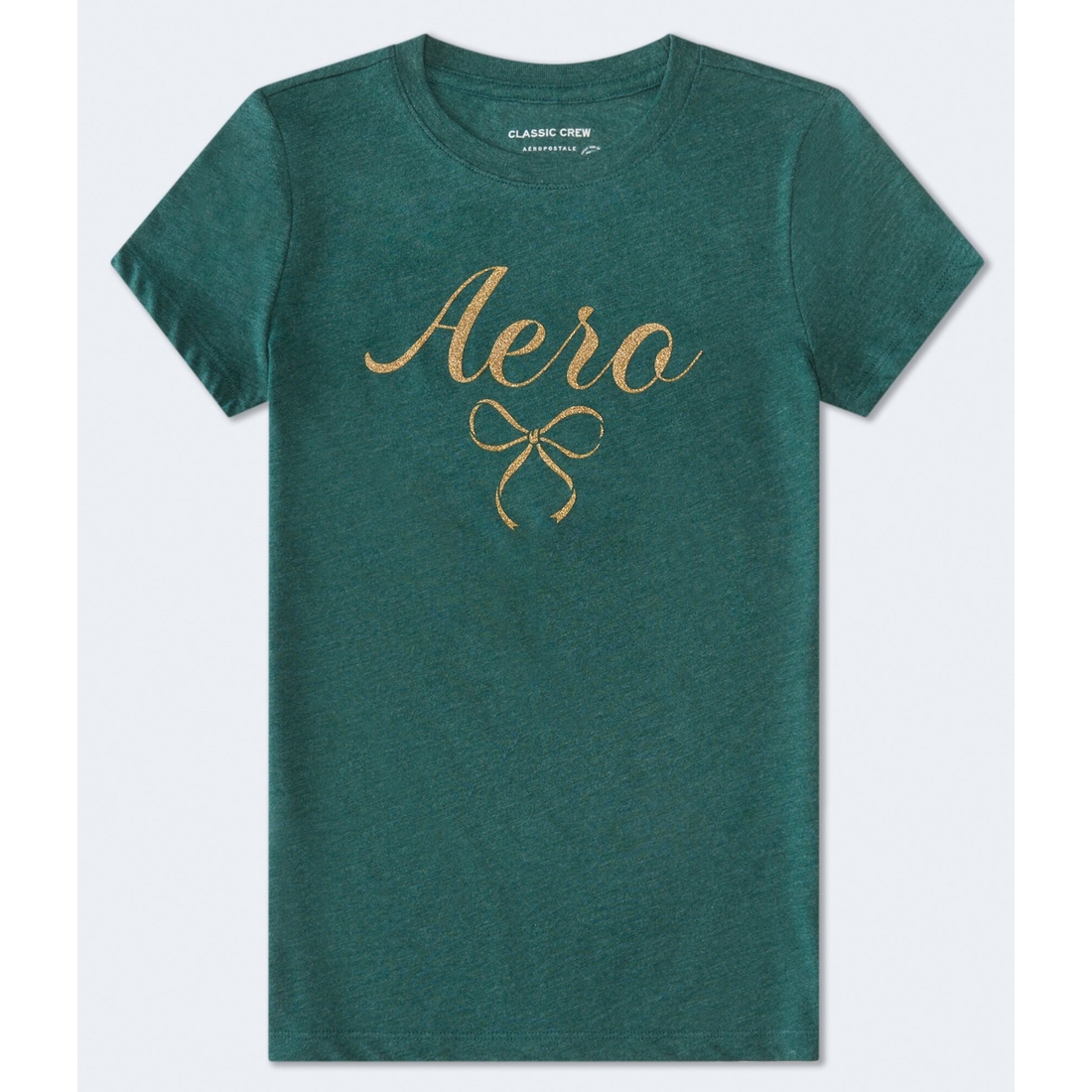 Aeropostale Bow Glitter Graphic Tee