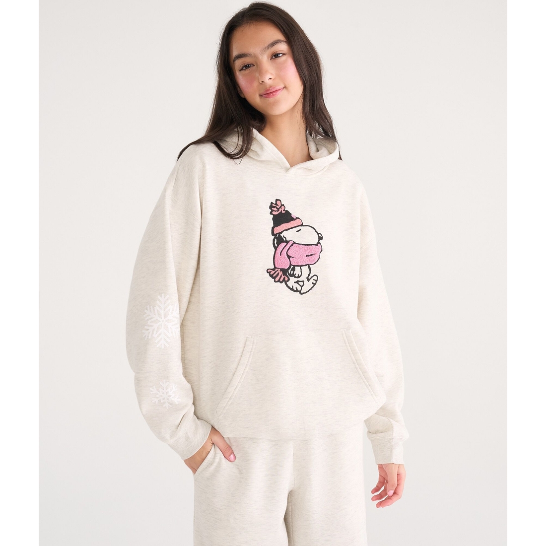 Aeropostale Snoopy Scarf Oversized Pullover Hoodie