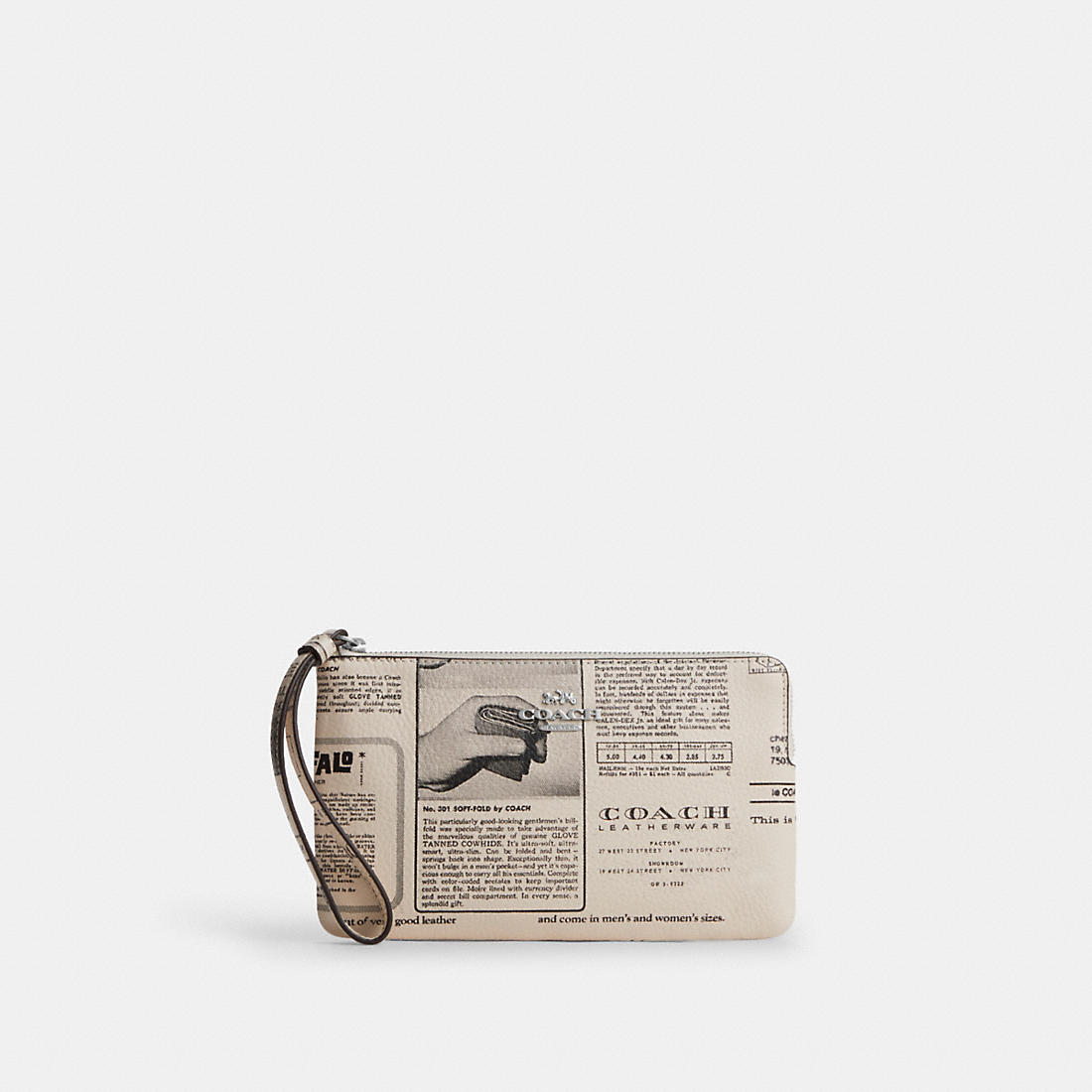 Coach Outlet Coach Large Corner Zip Wristlet With Newspaper Print