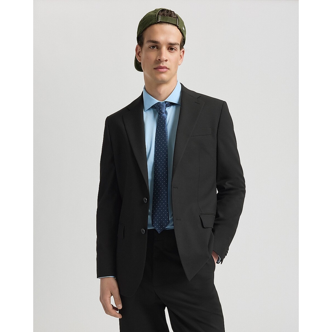 Express Slim Black Wool-Blend Washable Modern Tech Suit Jacket