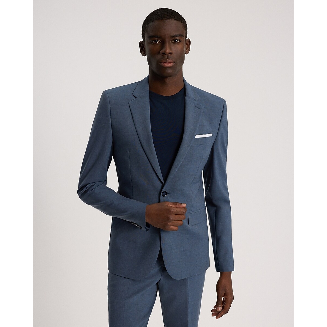 Express Extra Slim Dusty Blue Wool-Blend Washable Modern Tech Suit Jacket