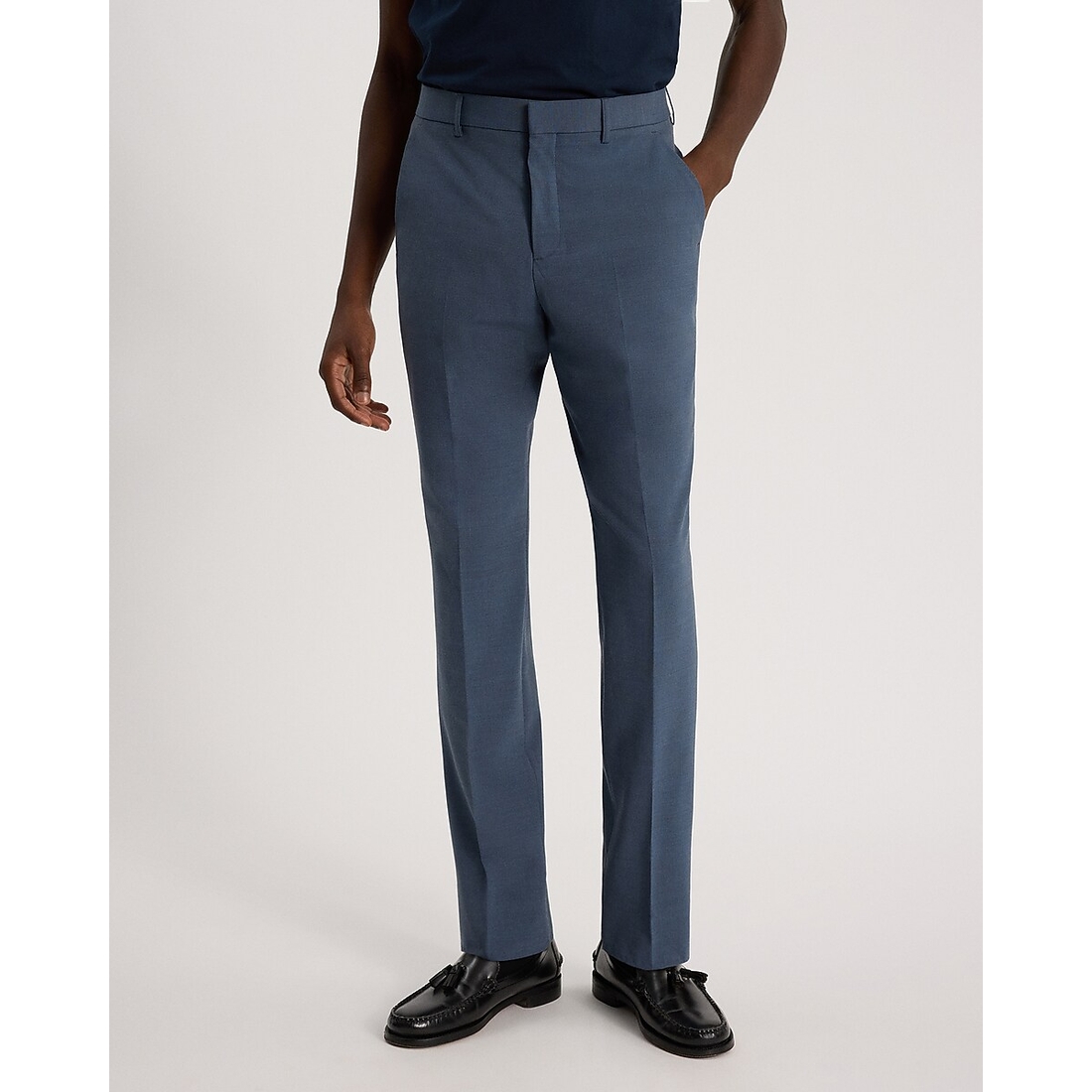 Express Extra Slim Dusty Blue Wool-Blend Washable Modern Tech Suit Pant