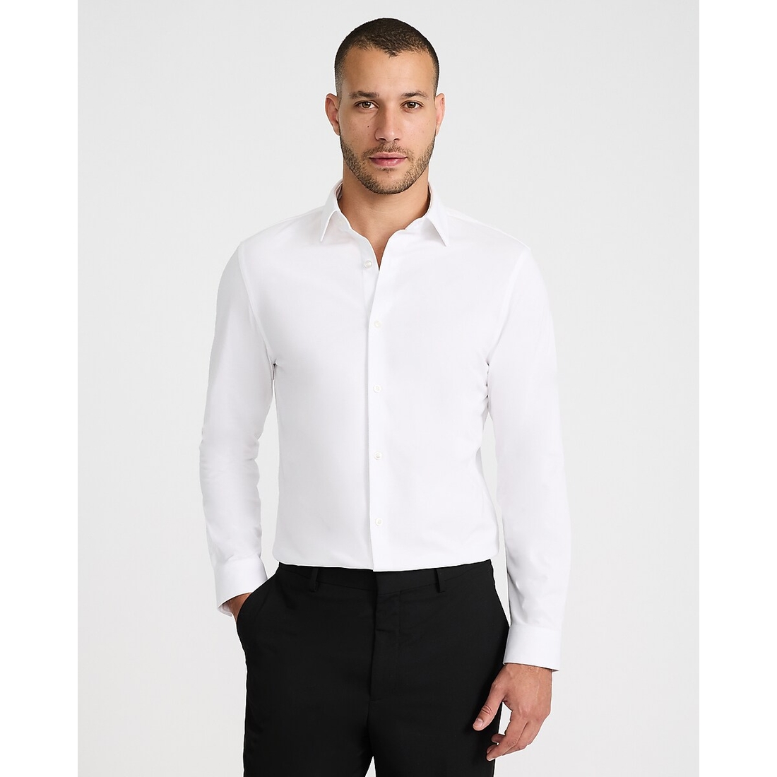 Express Slim Solid Stretch Modern Tech 1MX Dress Shirt