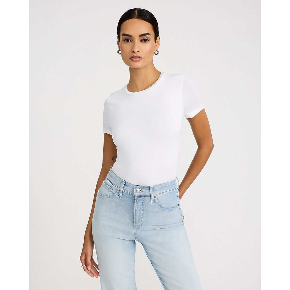 Express Fitted Double Layer Crew Neck Tee in Supersoft