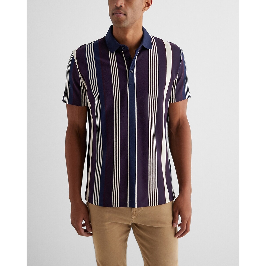 Express Striped Luxe Pique Polo available now at South Shore Plaza®
