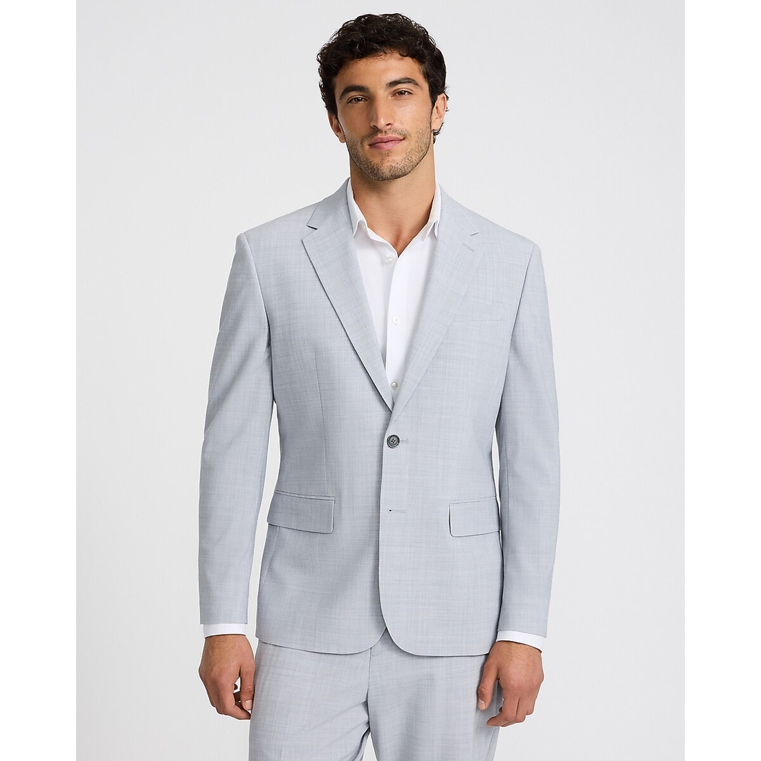 Express Classic Light Gray Wool-Blend Washable Modern Tech Suit Jacket