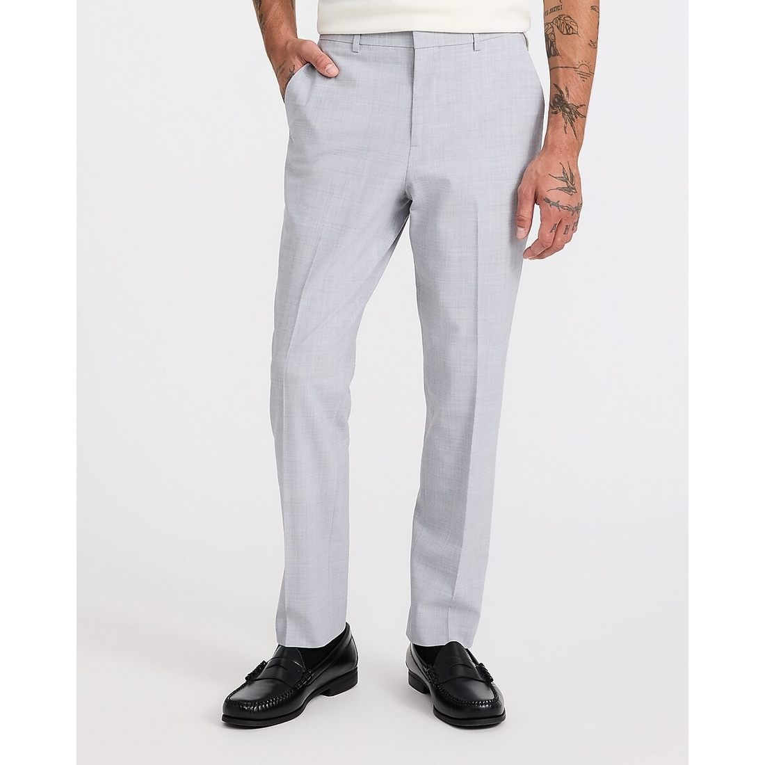Express Extra Slim Light Gray Wool-Blend Washable Modern Tech Suit Pant