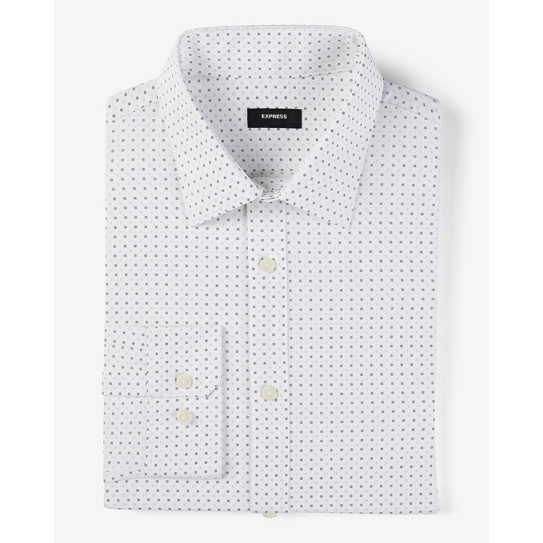 Express Slim Dot Print Wrinkle-Resistant Everyday Performance Dress Shirt