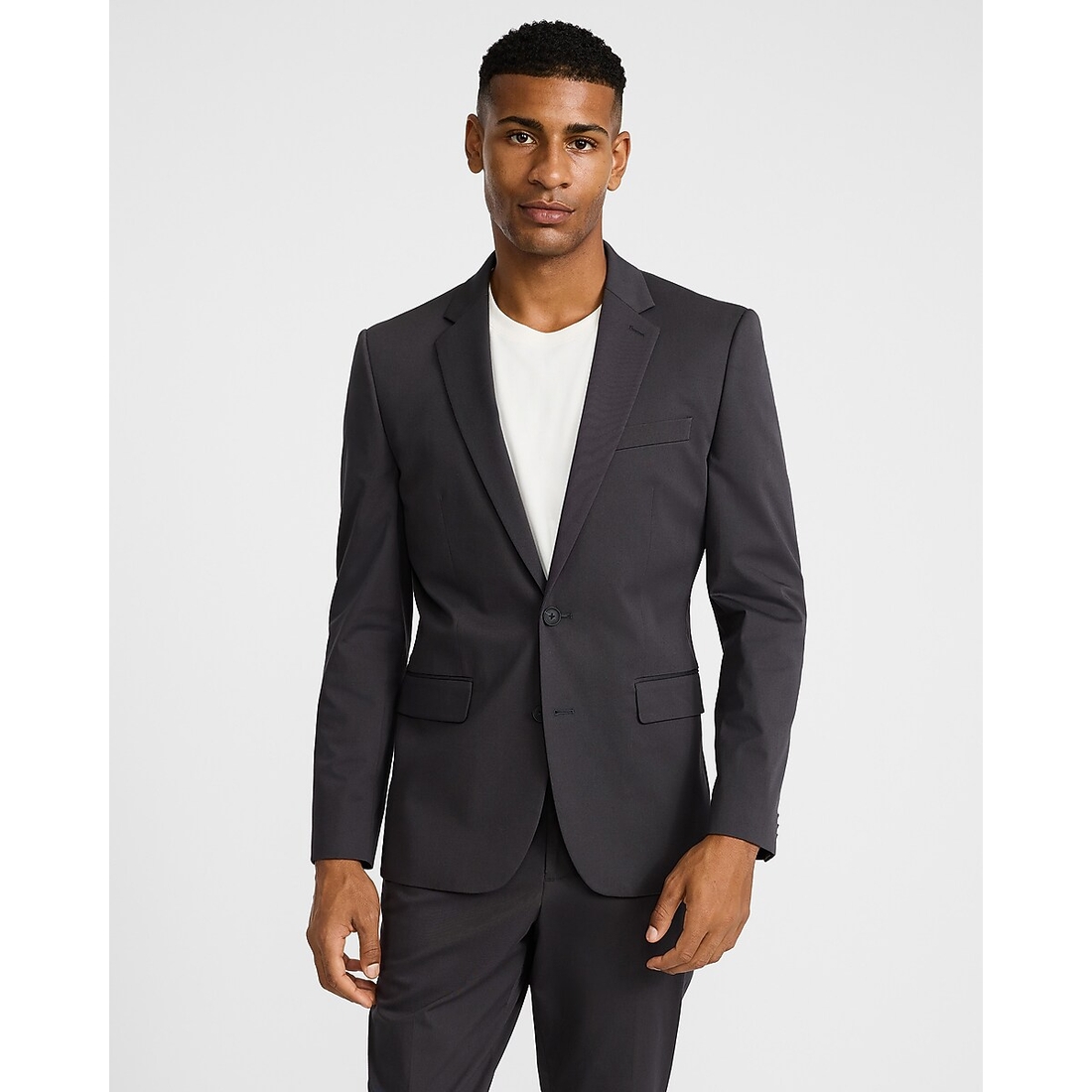 Express Extra Slim Slate Gray Stretch Cotton Suit Jacket