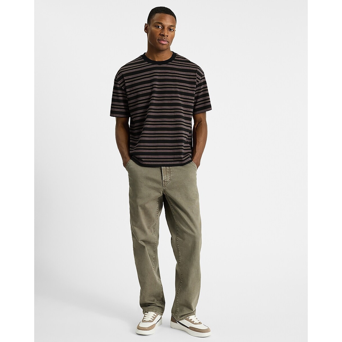 Express / Express Mens Striped Premium Weight Cropped Loose Express / Express Mens Striped Premium Weight Cropped Loose