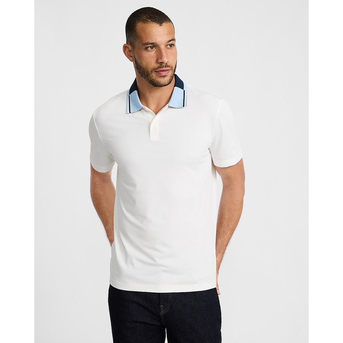 Express Color Blocked Collar Pique Everyday Performance Polo