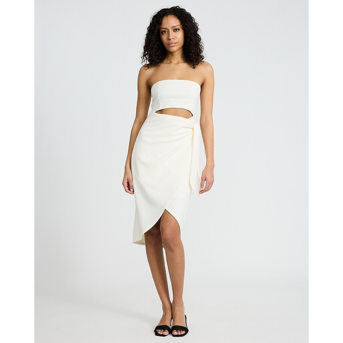 strapless cutout midi dress Cut To The Chase Strapless Cutout Midi Dress