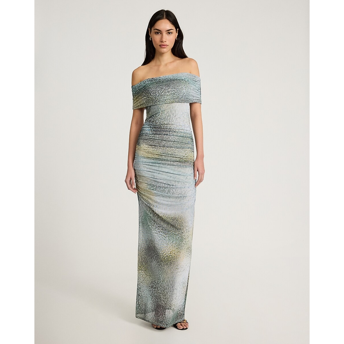 Express Printed Off The Shoulder Ruched Maxi Dress available now at  Meadowood Mall