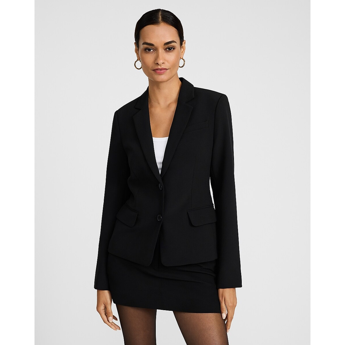 Express Editor Fitted Two Button Blazer in Studio Stretch Twill
