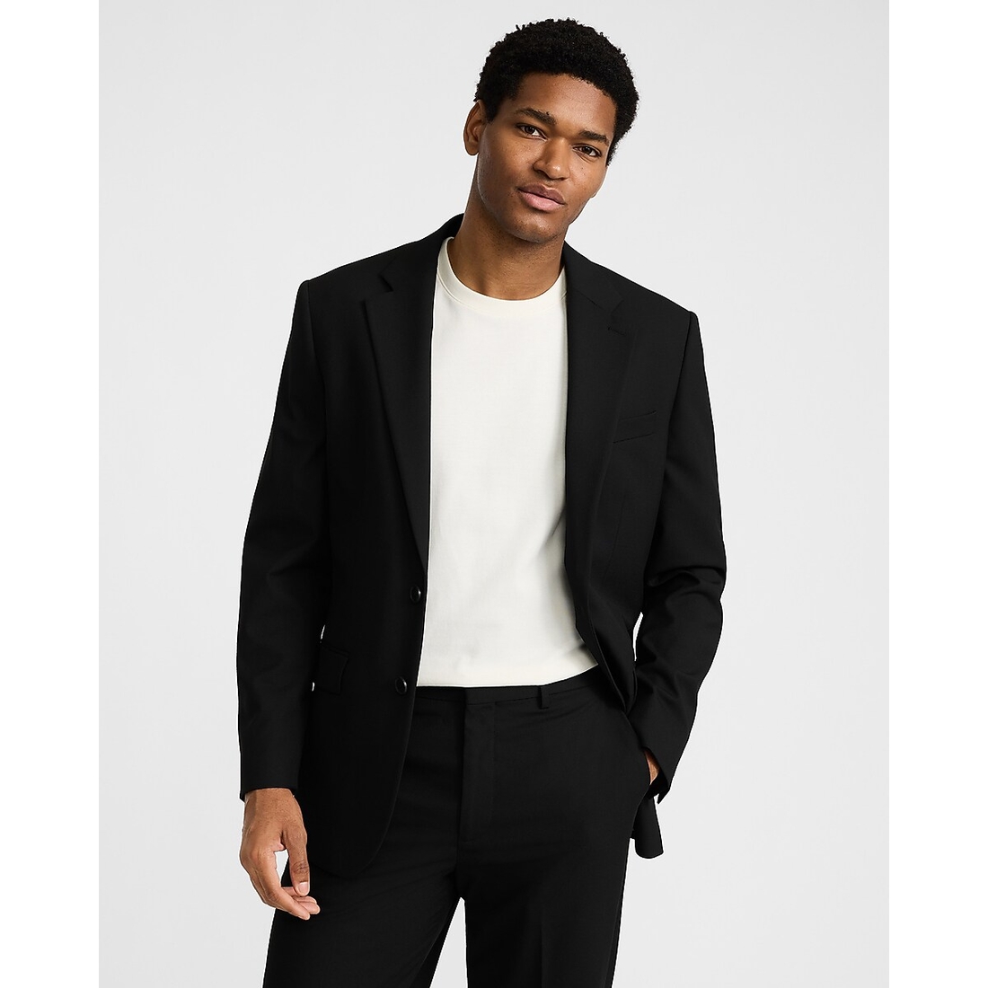 Express Relaxed Black Stretch Suit Jacket