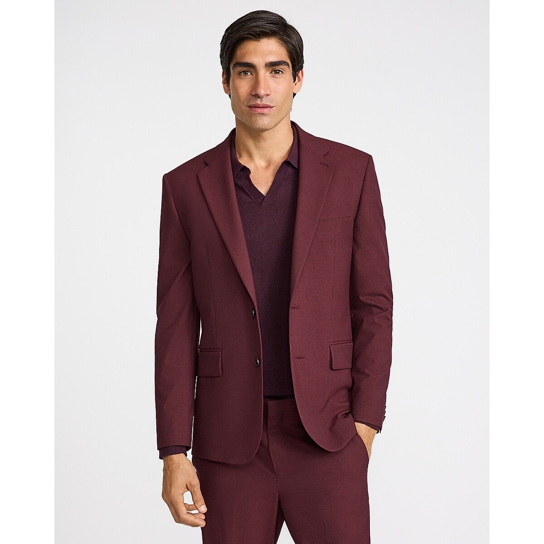Express Slim Burgundy Stretch Suit Jacket available now at Ross Park Mall