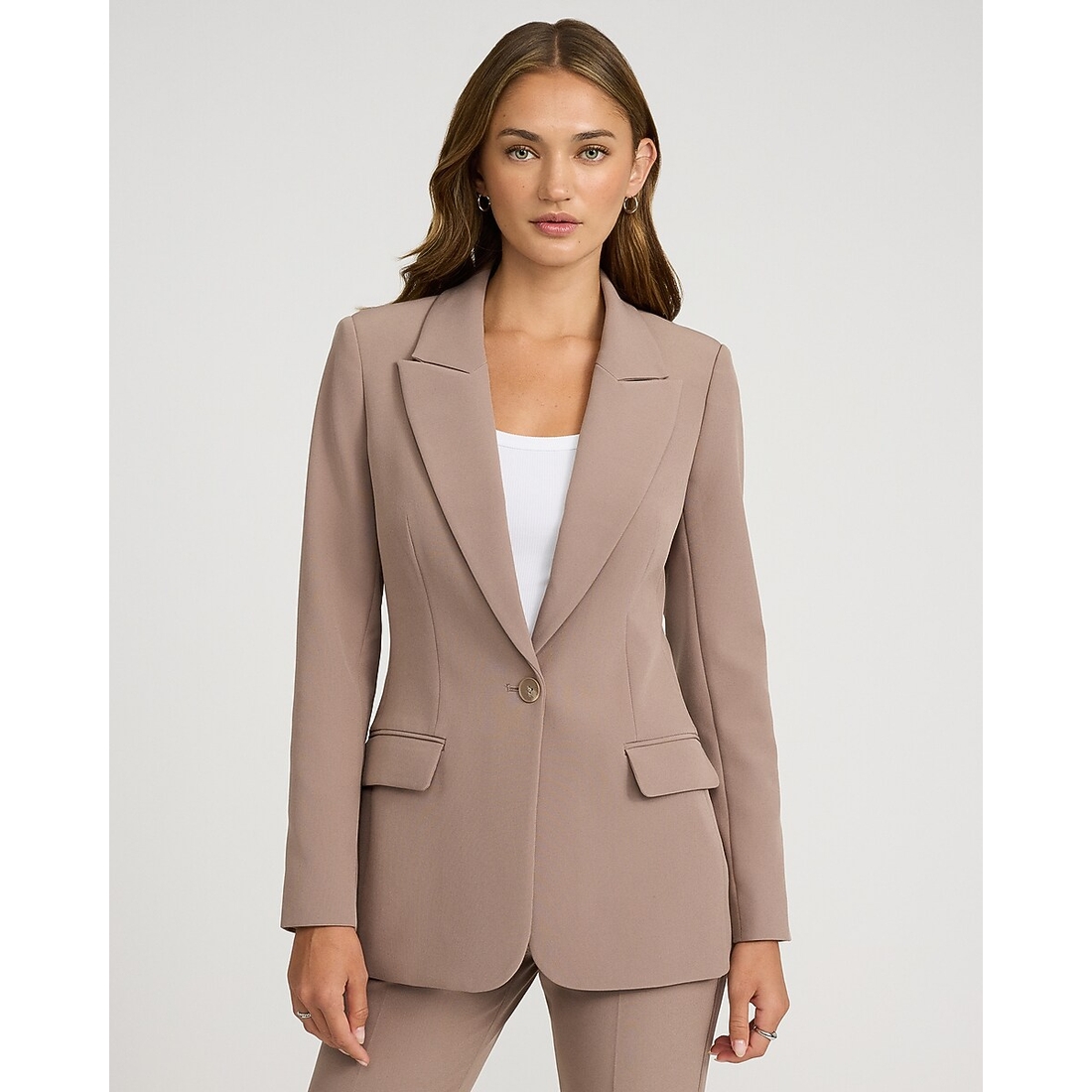 Express Long Slim Blazer in Studio Stretch Twill