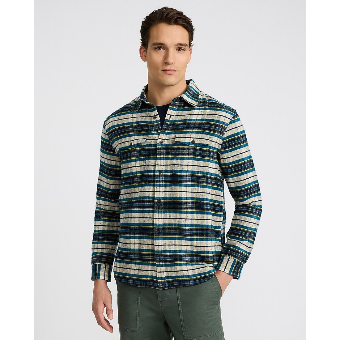Express Plaid Brushed Cotton Double Pocket Shirt
