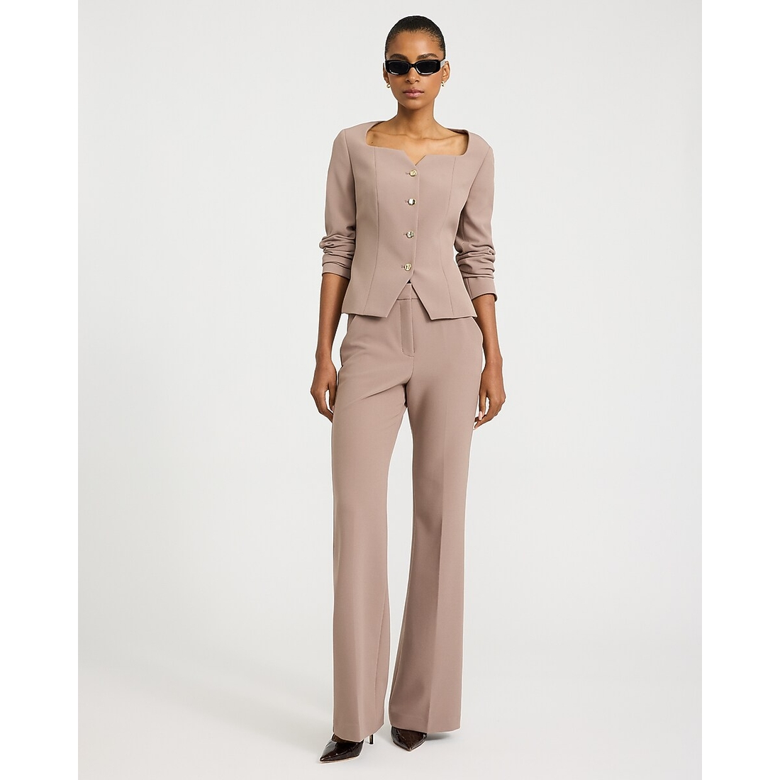 Express Editor High Waisted Flare Trouser in Studio Stretch Twill