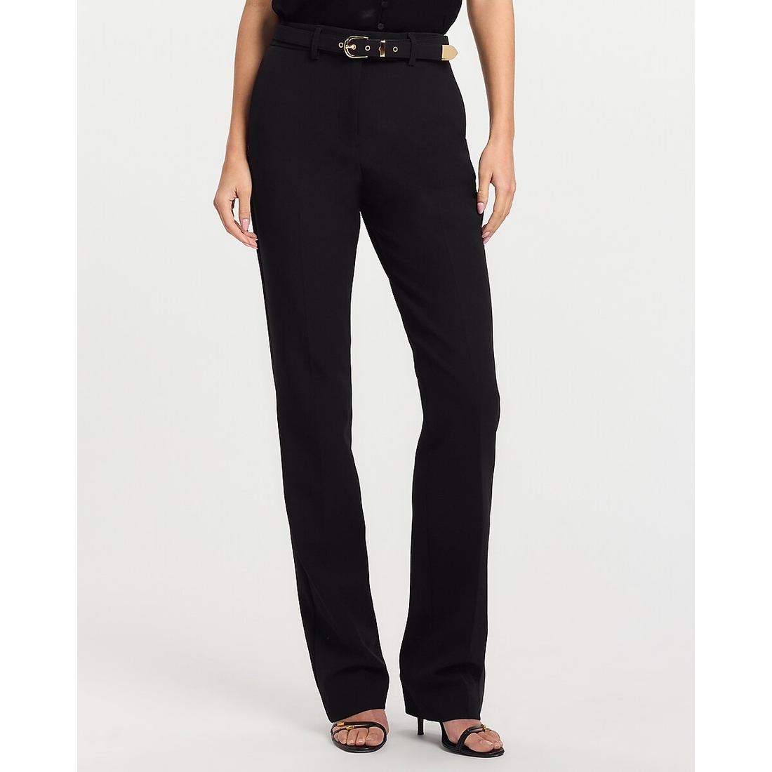 Express Editor High Waisted Belted Bootcut Pant in Studio Stretch Twill