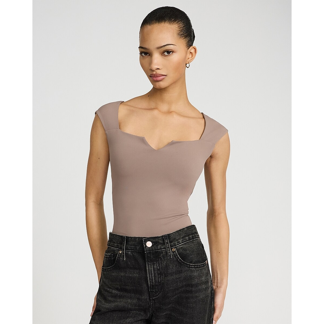 Express Body Contour High Compression Notch Cap Sleeve Bodysuit