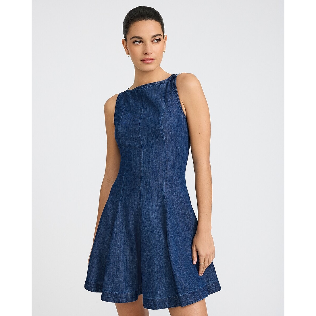 Express Denim Boat Neck Sleeveless Fit & Flare Mini Dress with Pockets available now at King of Prussia Express Denim Boat Neck Sleeveless Fit & Flare Mini Dress with Pockets available now at King of Prussia