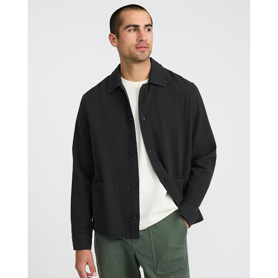 Express Men Textured Waffle Cotton Shirt Jacket available now at Orland  Square