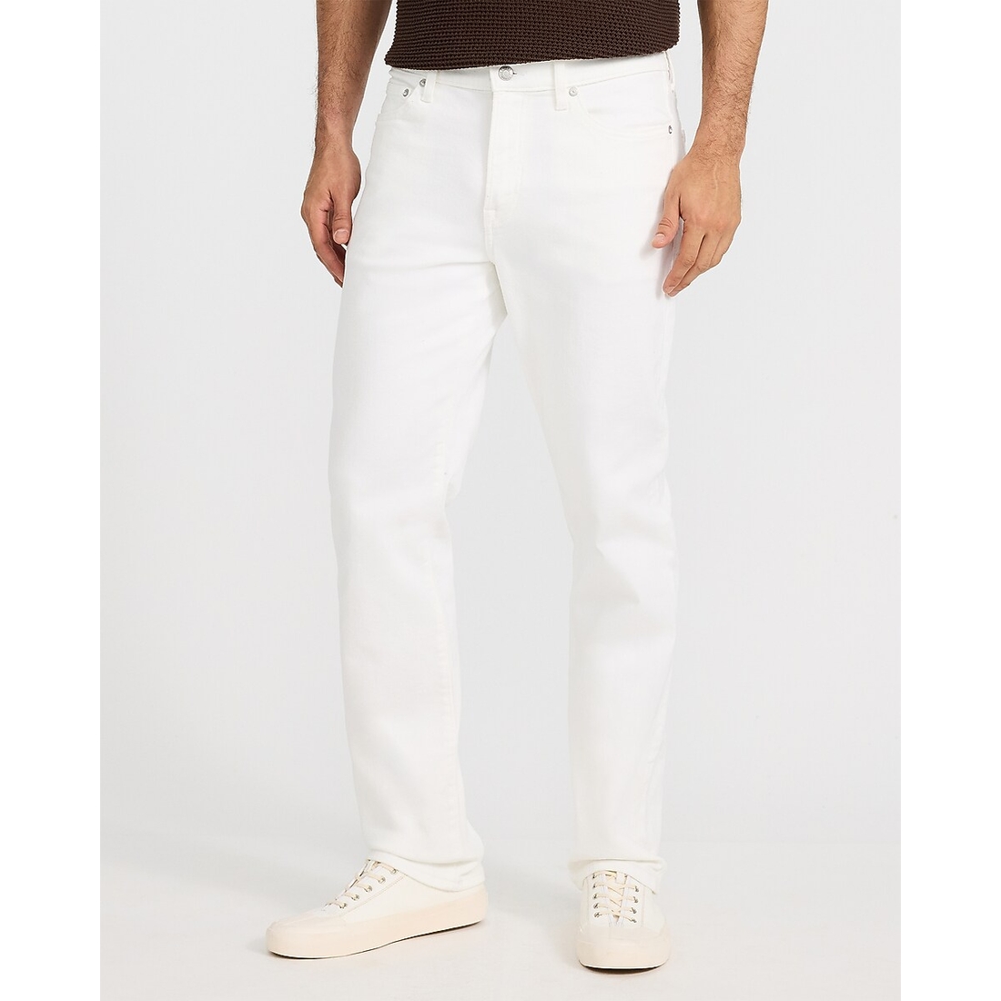 Express Straight White Wash Jeans in Hyper Stretch