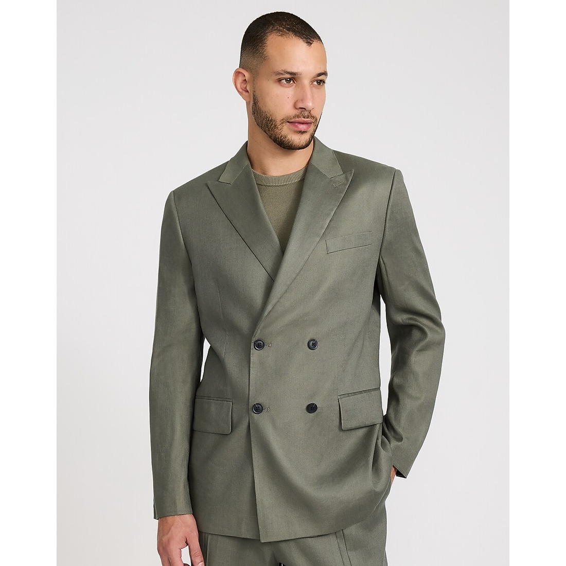 Express Dual Gender Relaxed Dusty Olive Linen-Blend Double