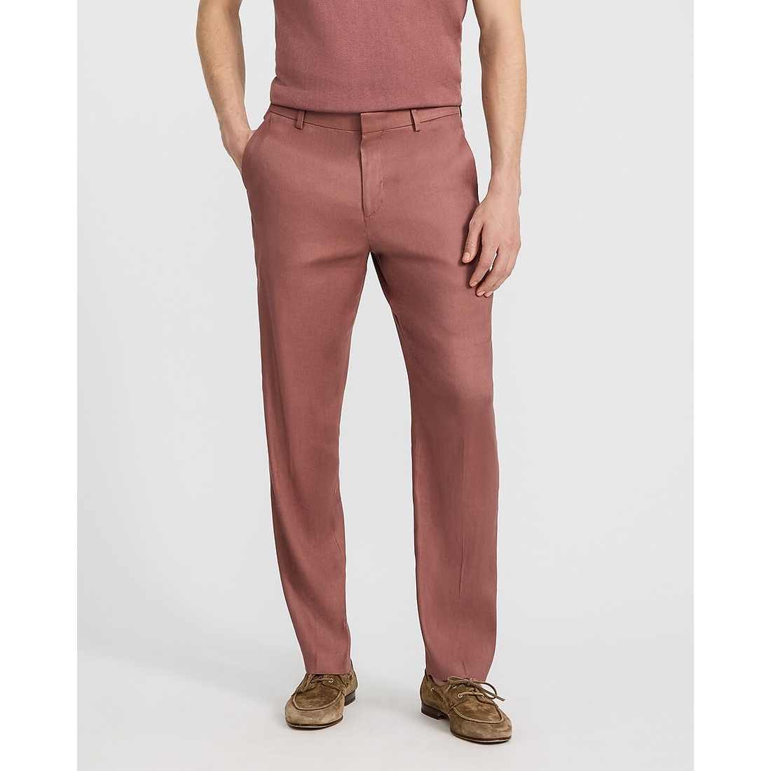 Express Classic Cognac Dusk Linen-Blend Suit Pant