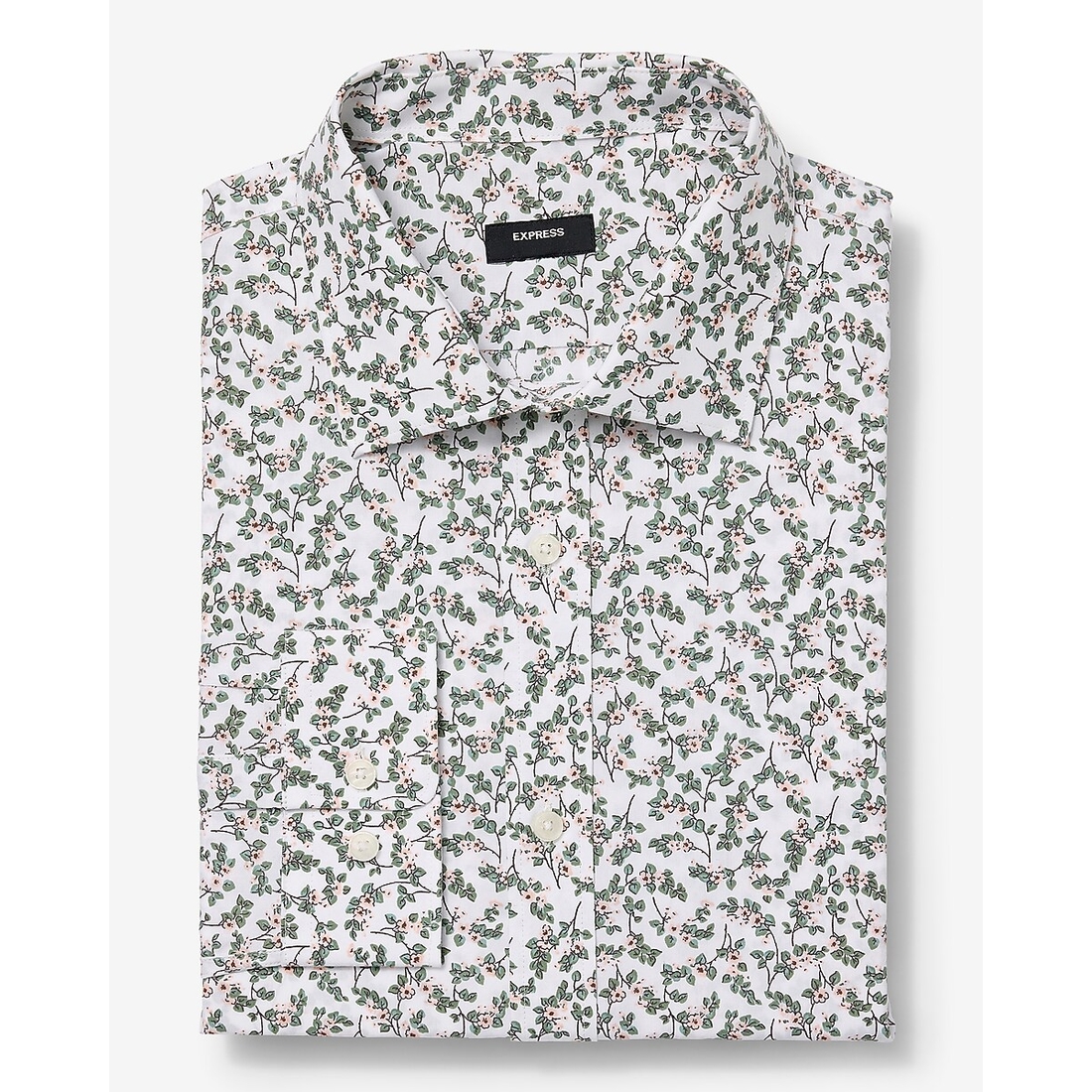 Express Ditzy Floral Modern Slim Spread Collar Stretch Cotton 1MX Dress Shirt