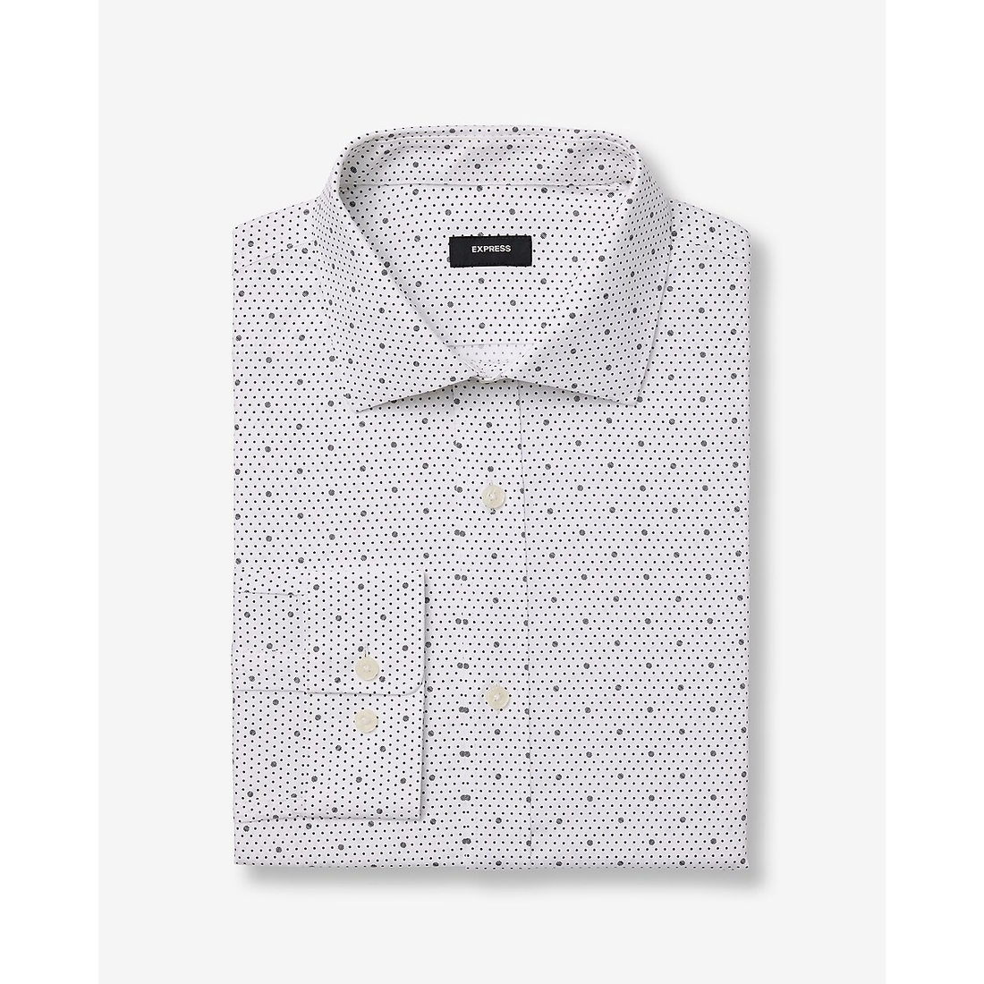 Express Modern Slim Mini Dot Spread Collar Stretch Cotton 1MX Dress Shirt