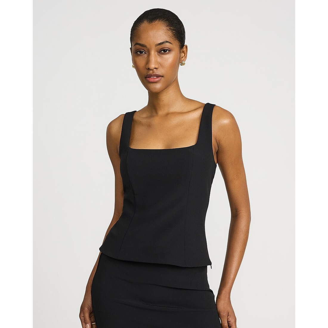 Express Square Neck Tailored Tank in Studio Stretch Twill