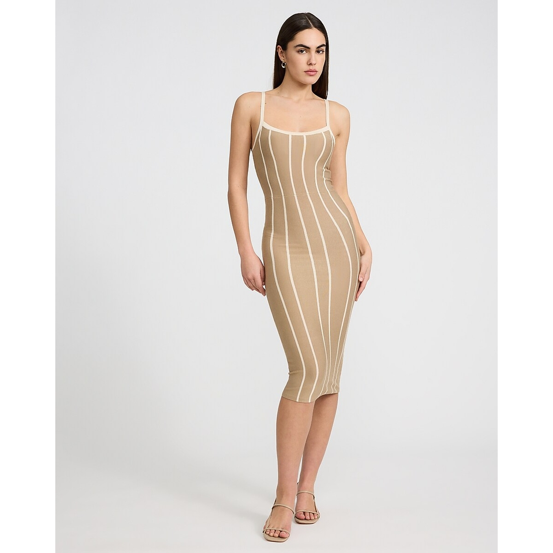 express beige dress Express Supersoft Long Sleeve Mock Neck Dress Women Size Medium Beige Stretch