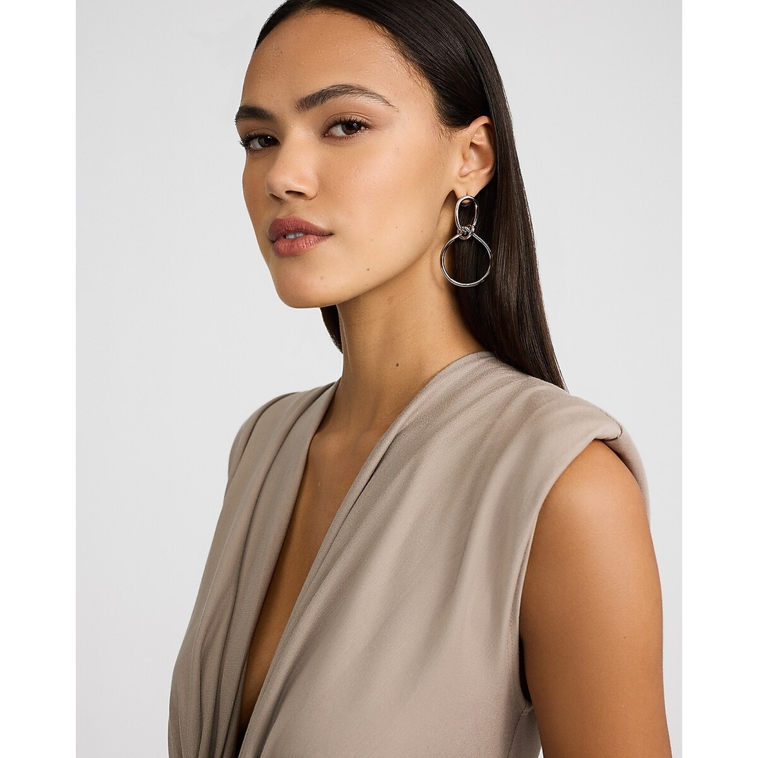 Express Double Tie Loop Drop Hoop Earrings