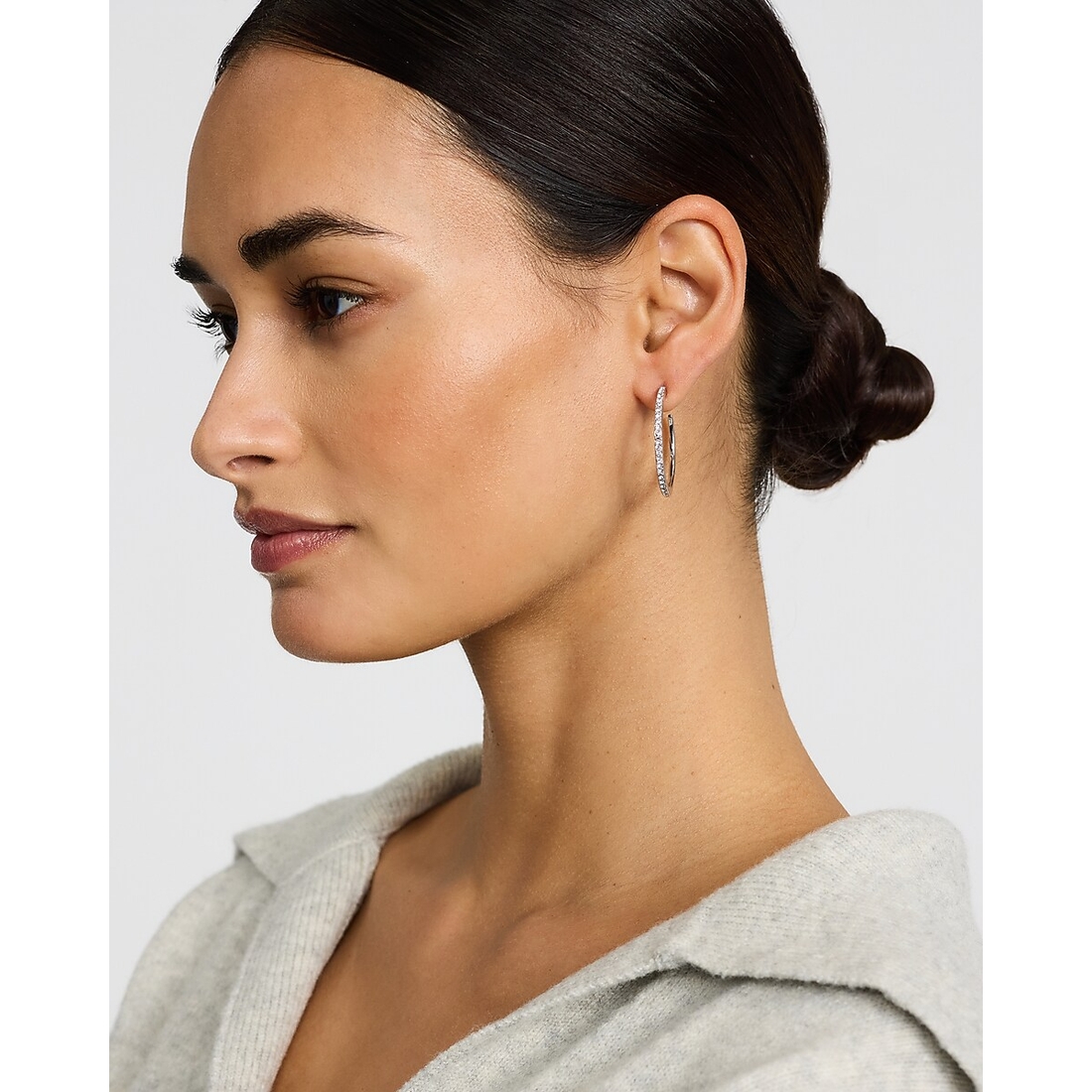 Express Pave Silver Hoop Earrings