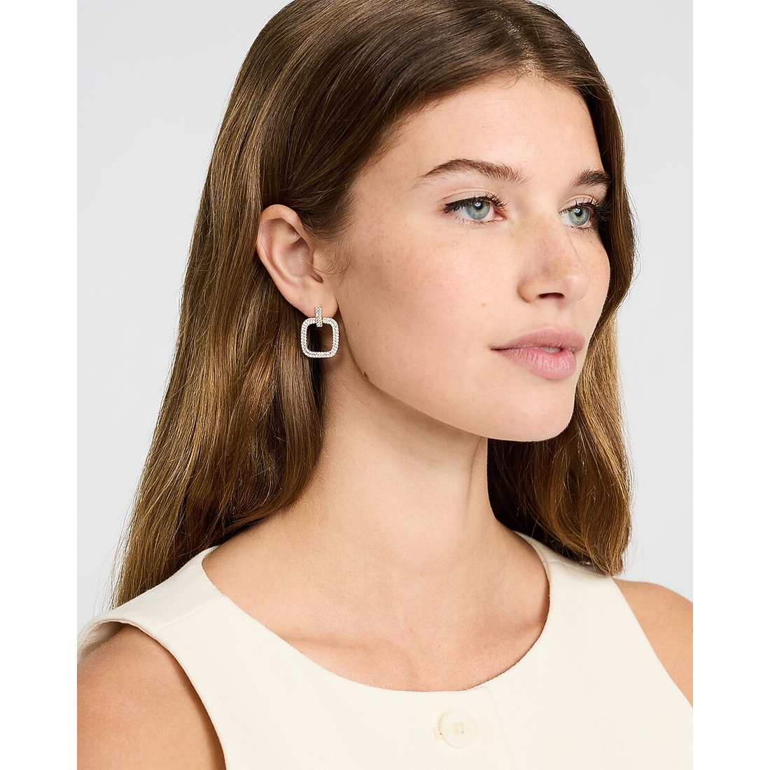 Express Pave Square Drop Earrings