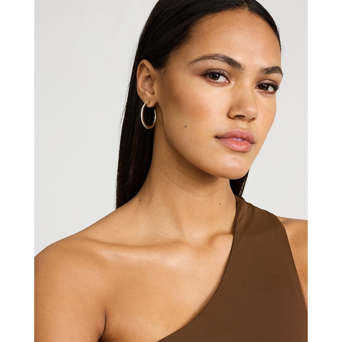 Express Pave Gold Hoop Earrings