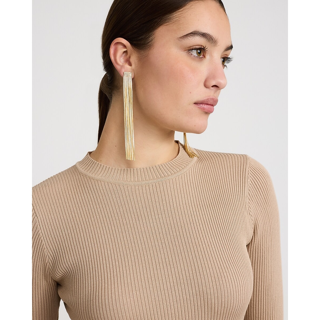 Express Gold Fringe Drop Statement Earrings