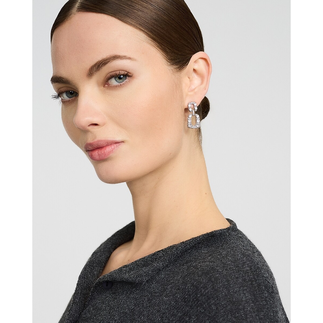 Express Pave Square Drop Stud Earrings