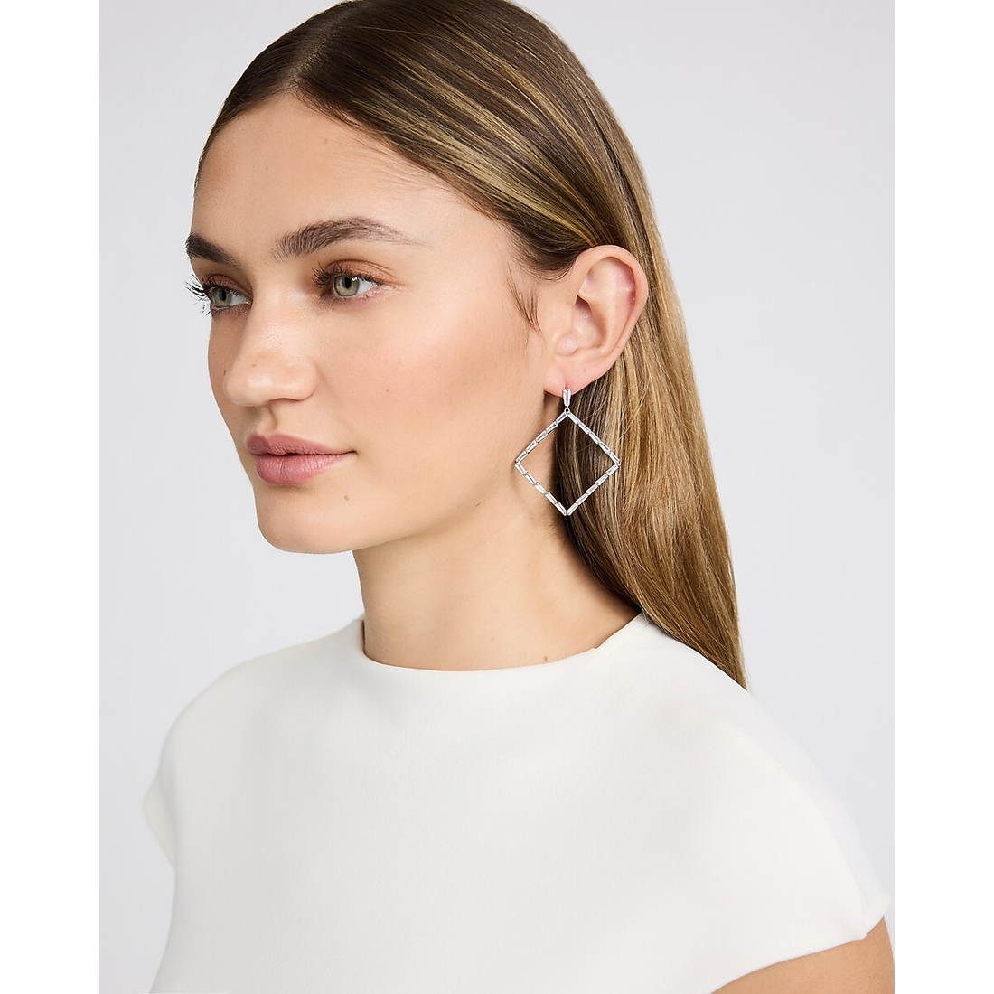 Express Diamond Hoop Drop Earrings